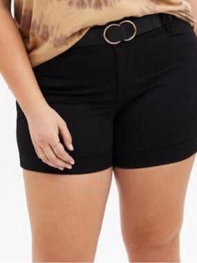Torrid Black High-Rise Cuffed Stretch Shorts Sz 24 Double Button